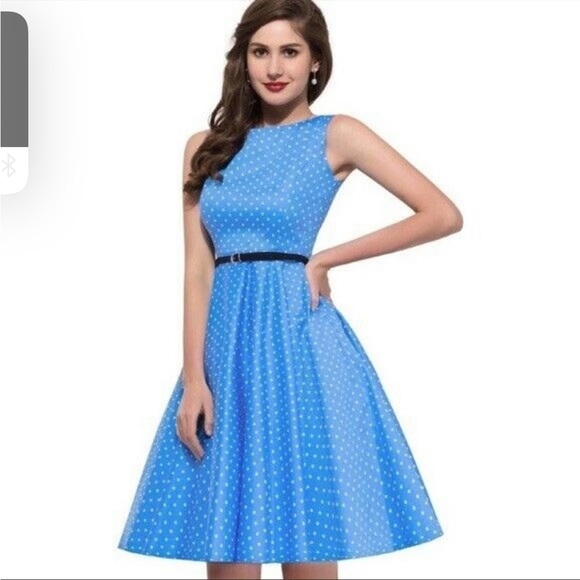 Grace Karin Dresses & Skirts - BOGO Grace Karin Blue and White Polka Dot Dress
